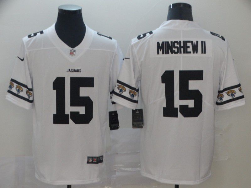 Men Jacksonville Jaguars 15 Minshew ii White team logo cool edition NFL Jerseys